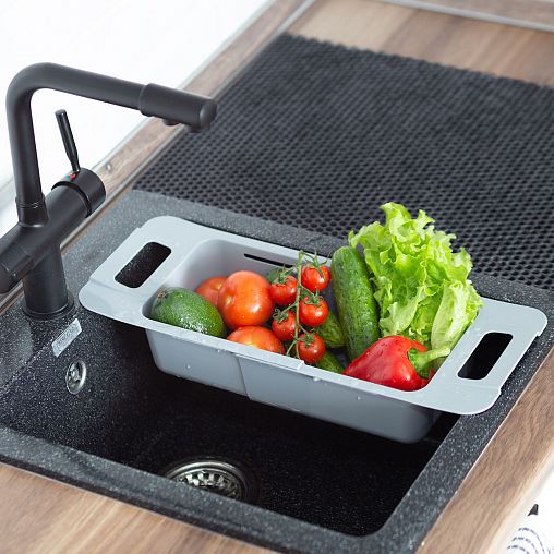 Дуршлаг раздвижной на раковину Альтернатива, (48)37,5 x 17 x 8,5 см, белый фото