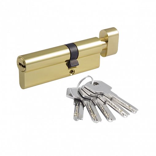 Цилиндровый механизм Нора-М STD AL ЛПВ-90 (55-35В), ключ/вертушка, золото фото
