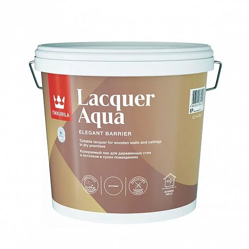 Лак матовый Tikkurila Lacquer Aqua (Лак Аква), 2,7 л, база EP, бесцветный фото