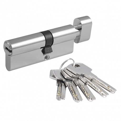 Цилиндровый механизм Нора-М STD Z ЛПВ-80 (45-35В), ключ/вертушка, хром фото