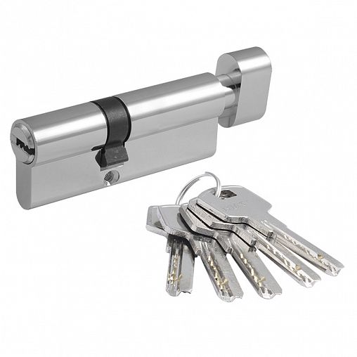 Цилиндровый механизм Нора-М STD Z ЛПВ-80 (35-45В), ключ/вертушка, хром фото