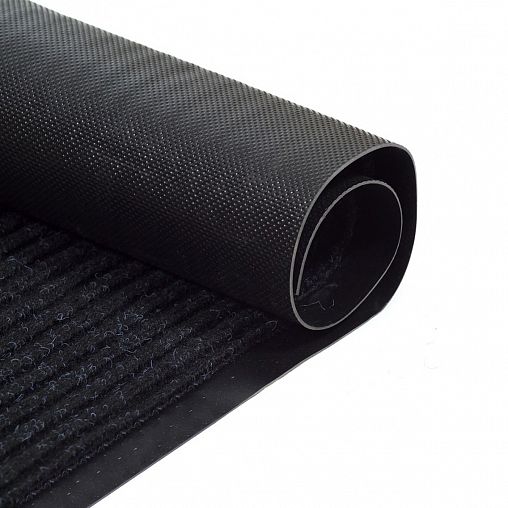 Коврик придверный SunStep Ребристый, влаговпитывающий, 100 x 200 см, черный фото