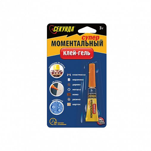 Супер-клей Секунда Моментальный 403-111, гель, 3 г, прозрачный фото