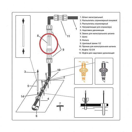 Комплект для дождевого полива Жук, от водопровода, для 1 грядки фото