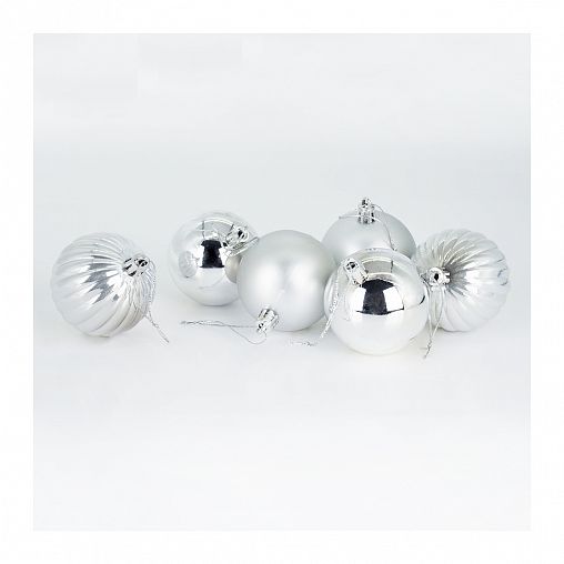 Набор елочных шаров, d 6 см, 6 шт, серебро фото