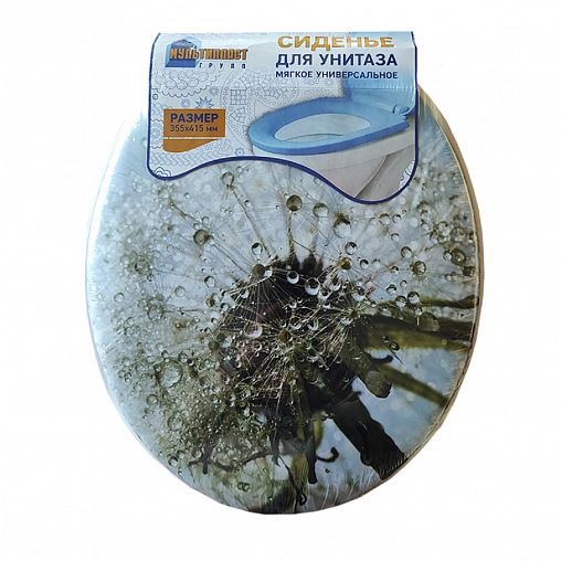 Сиденье для унитаза мягкое Мультипласт Групп, 41,5 x 35,5 x 5,5 см, Одуванчик фото