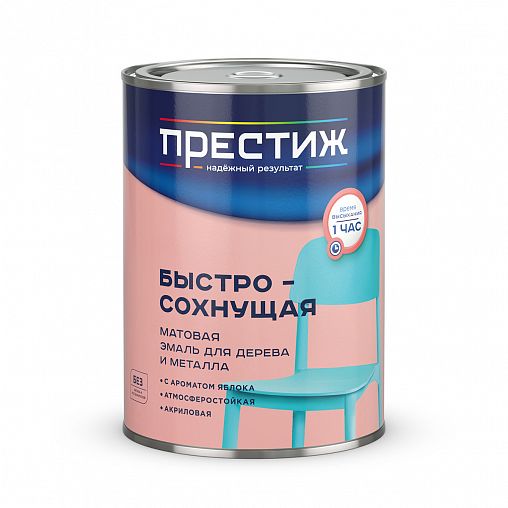 Эмаль быстросохнущая для дерева и металла Престиж, акриловая, матовая, 0,9 кг, черная фото