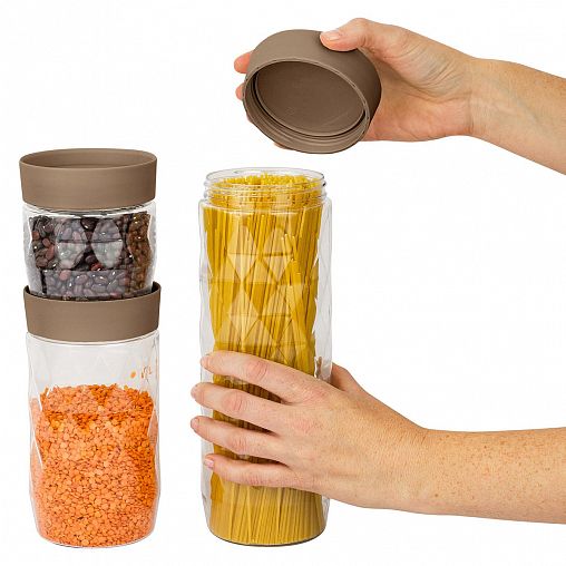 Банка для сыпучих продуктов Plast Team Stockholm, 0,5 л, шоколадный мокко фото