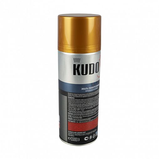 Аэрозольная акриловая краска зеркальный металлик Kudo KU-1034, 520 мл, зеркальное золото фото