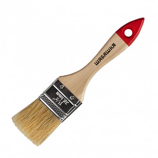 Кисть плоская Шабашка №1,5, натуральная щетина, деревянная ручка, 38 мм фото