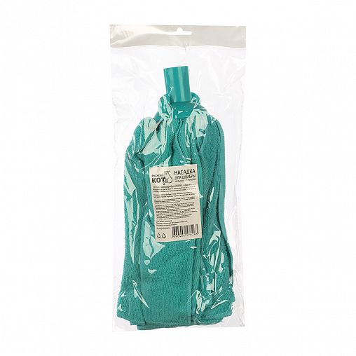 Насадка к швабре Рыжий кот Mop, микрофибра, 13,5 x 10 x 33 см, бирюзовая фото