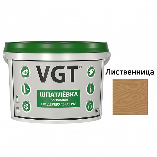 Шпатлевка по дереву VGT Экстра, акриловая, 7,5 кг, лиственница фото