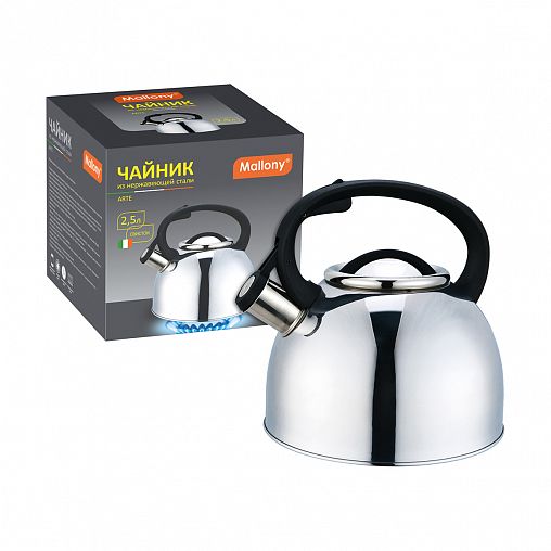 Чайник со свистком Mallony Arte, нержавеющая сталь, 2,5 л фото
