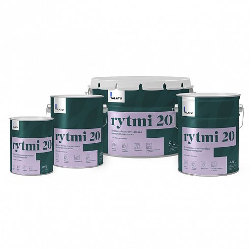 Краска интерьерная влагостойкая Talatu Rytmi 20, полуматовая, база А, белая, 0,9 л фото