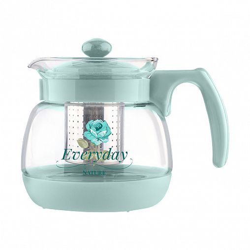 Чайник заварочный Mallony Mentolo, стеклянный, фильтр-нержавейка, 0,95 л фото
