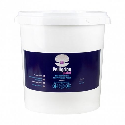 Краска моющаяся для наружных и внутренних работ Pelligrina Paint, акриловая, белоснежная, 45 кг фото