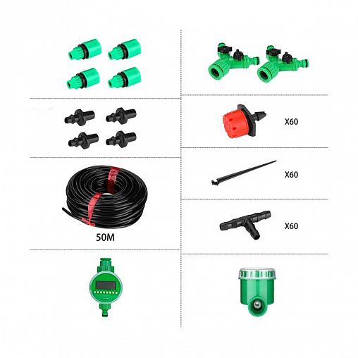 Комплект для капельного полива Deko DKI50, с шаровым таймером DKIT03 фото