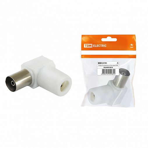 Антенное TV гнездо угловое Tdm Electric, без пайки, белое фото