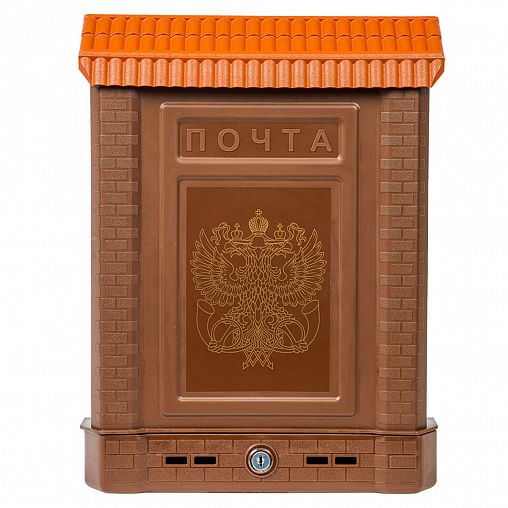 Почтовый ящик Цикл Премиум, с металлическим замком, коричневый фото
