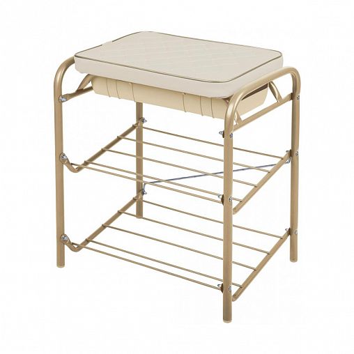 Банкетка для обуви Haushalt НБ2/CK, мягкое сиденье, 44 x 33 x 51,6 см, каркас светло-золотой фото
