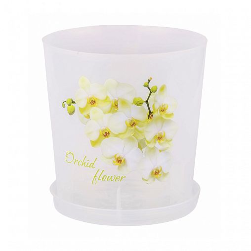 Горшок для орхидей Альтернатива, с поддоном, 1,8 л, прозрачный с рисунком фото