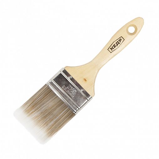 Кисть плоская Кедр Эксперт №2,5, искусственная щетина, деревянная ручка, 63 мм фото