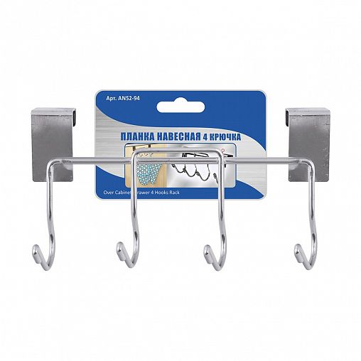 Крючок-вешалка на планке Мультидом, 4 шт фото