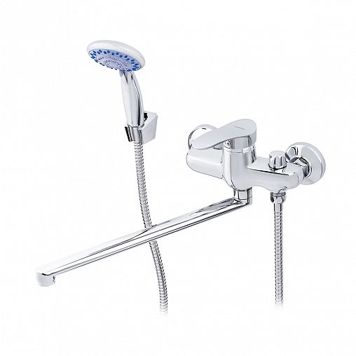 Смеситель для ванны с душем Tsarsberg TSB-942-1157, с длинным изливом, однорычажный, хром фото
