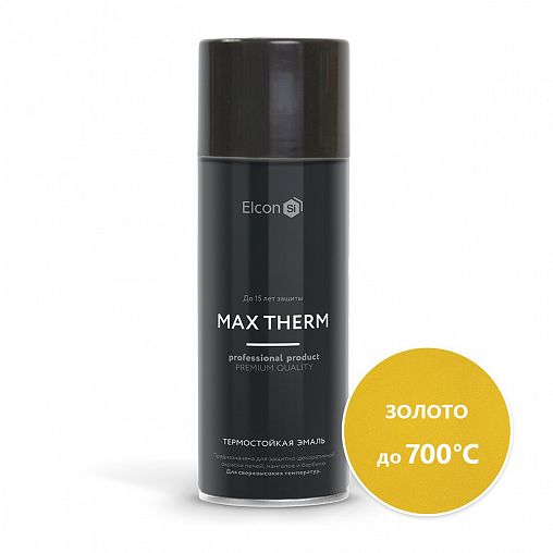 Аэрозольная термостойкая эмаль Elcon Max Therm, до +700 °С, 520 мл, золото фото