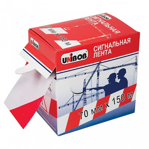 Лента сигнальная Unibob бело-красная, 50 мм x 150 м фото