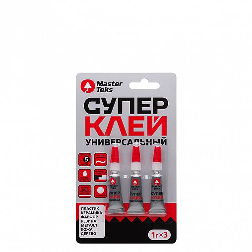 Супер-клей цианоакрилатный MasterTeks, блистер, 3 x 1 г фото