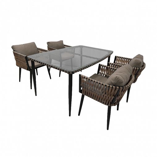 Комплект садовой мебели Alfart Tinto1 (4 стула, 1 стол), орех фото