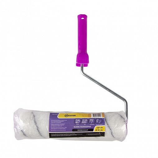 Валик полиакриловый Krafor, D48 x 250 мм, ворс 12 мм, бюгель 8 мм фото