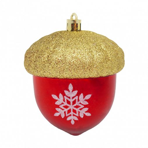 Набор елочных украшений Желуди, 9 x 8 см, 3 шт, красный/золото фото