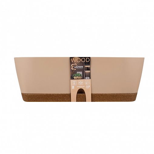 Ящик балконный InGreen Wood, 40 см, молочный шоколад/бук фото