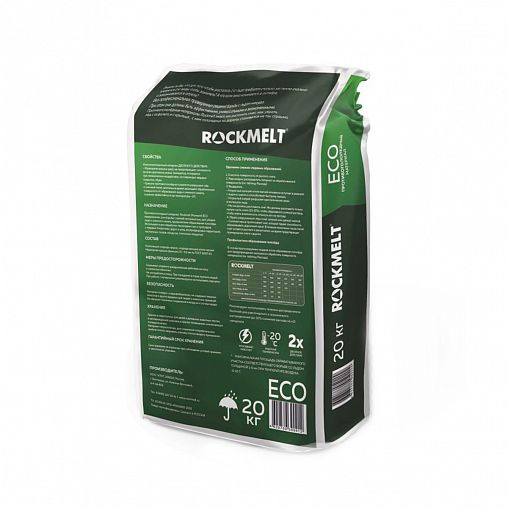 Противогололедный реагент Rockmelt Eco, двойного действия с мраморной крошкой, 20 кг фото