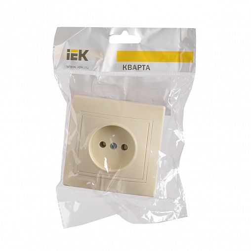 Розетка встраиваемая IEK Кварта РС10-2-ККм, керамика, без заземления, 10 А, 250 В, IP20, кремовая фото