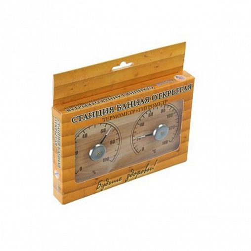 Термометр с гигрометром для бани СБО-2ТГ, открытый фото
