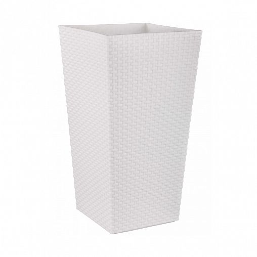 Кашпо напольное Альтернатива Ротанг, 32,5 x 32,5 x 61 см, белое фото