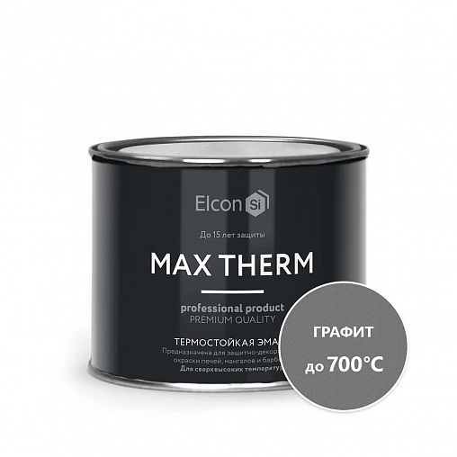 Эмаль термостойкая Elcon Max Therm, до +700 °С, 0,4 кг, графит цена ...