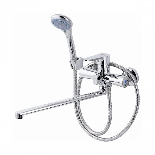 Смеситель для ванны с душем Fauzt FZS-240-B101, с длинным изливом, однорычажный, хром фото