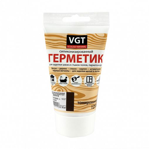 Силиконизированный герметик для наружных и внутренних работ VGT, 160 г, венге фото