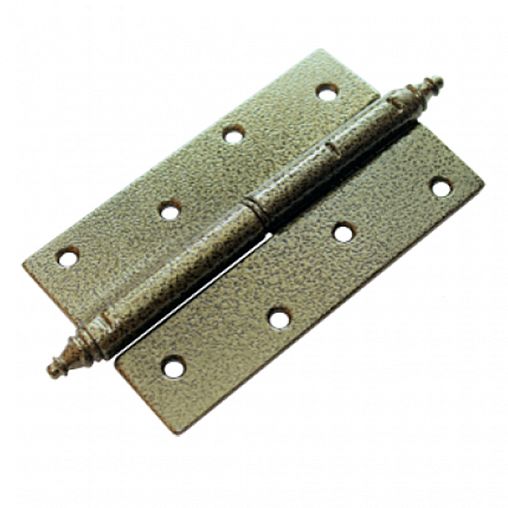 Петля накладная Домарт ПН-120, левая, с фигурным запятником, бронза антик фото