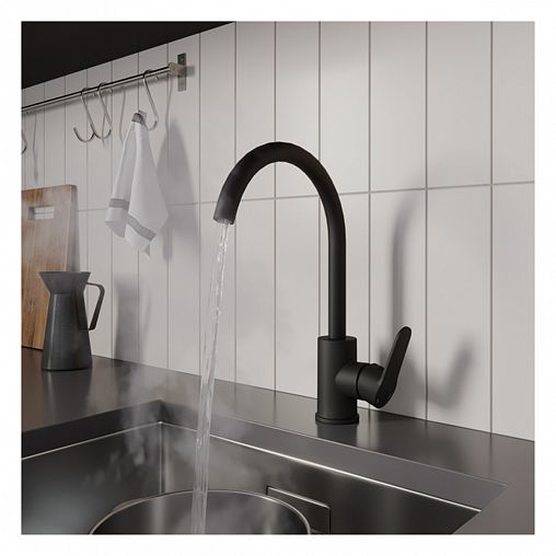 Смеситель для кухни Milardo Poli, черный матовый фото