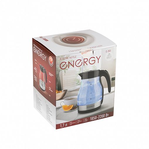 Стеклянный чайник электрический Energy E-203, 1,7 л фото