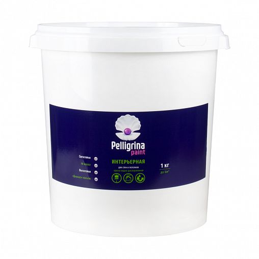 Краска интерьерная для стен и потолков Pelligrina Paint, акриловая, белоснежная, 45 кг фото