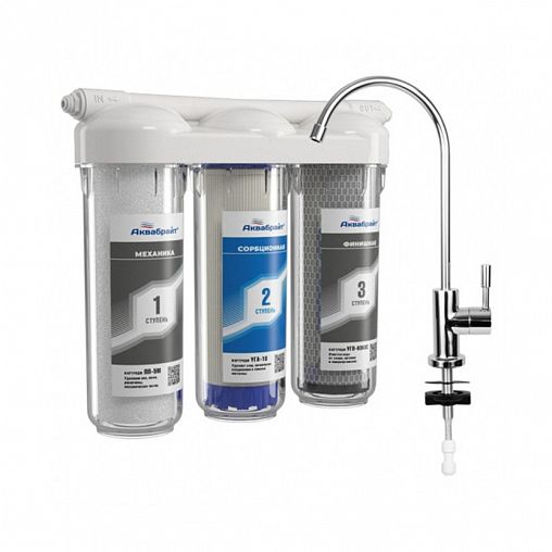 Трехступенчатая система очистки воды с краном Аквабрайт АБФ-ТРИА-СТАНДАРТ фото