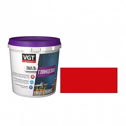 Эмаль универсальная VGT ВД-АК-1179, глянцевая, 1 кг, красная фото