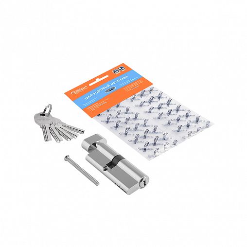 Цилиндровый механизм Нора-М STD AL ЛПВ-80 (45-35В), ключ/вертушка, хром фото