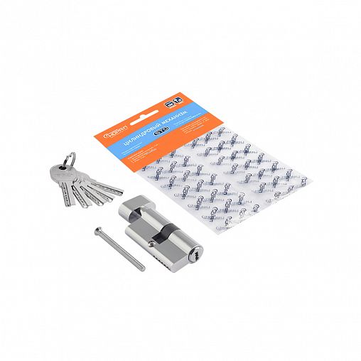 Цилиндровый механизм Нора-М STD AL ЛПВ-60 (30-30), ключ/вертушка, хром фото